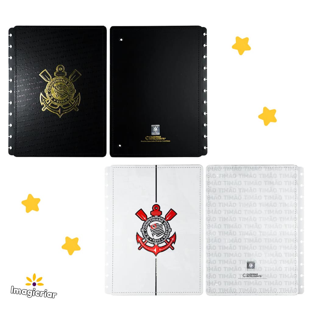 Capa e Contracapa Corinthians para Caderno Inteligente | Tamanho A5 ou Grande