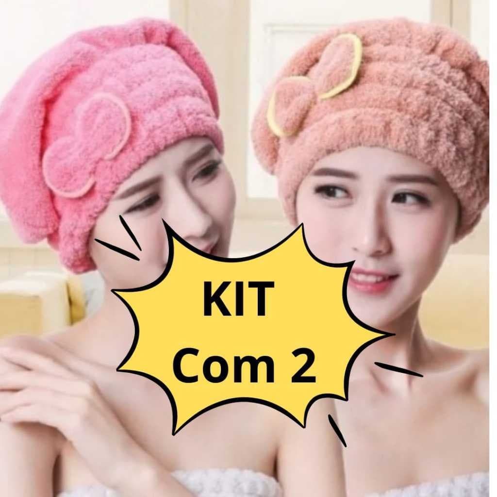 KIT COM 2 Touca Pós Banho Micro fibra Secagem Rápida Com Laço De Borboleta Coisas Diferentes para Casa MT013