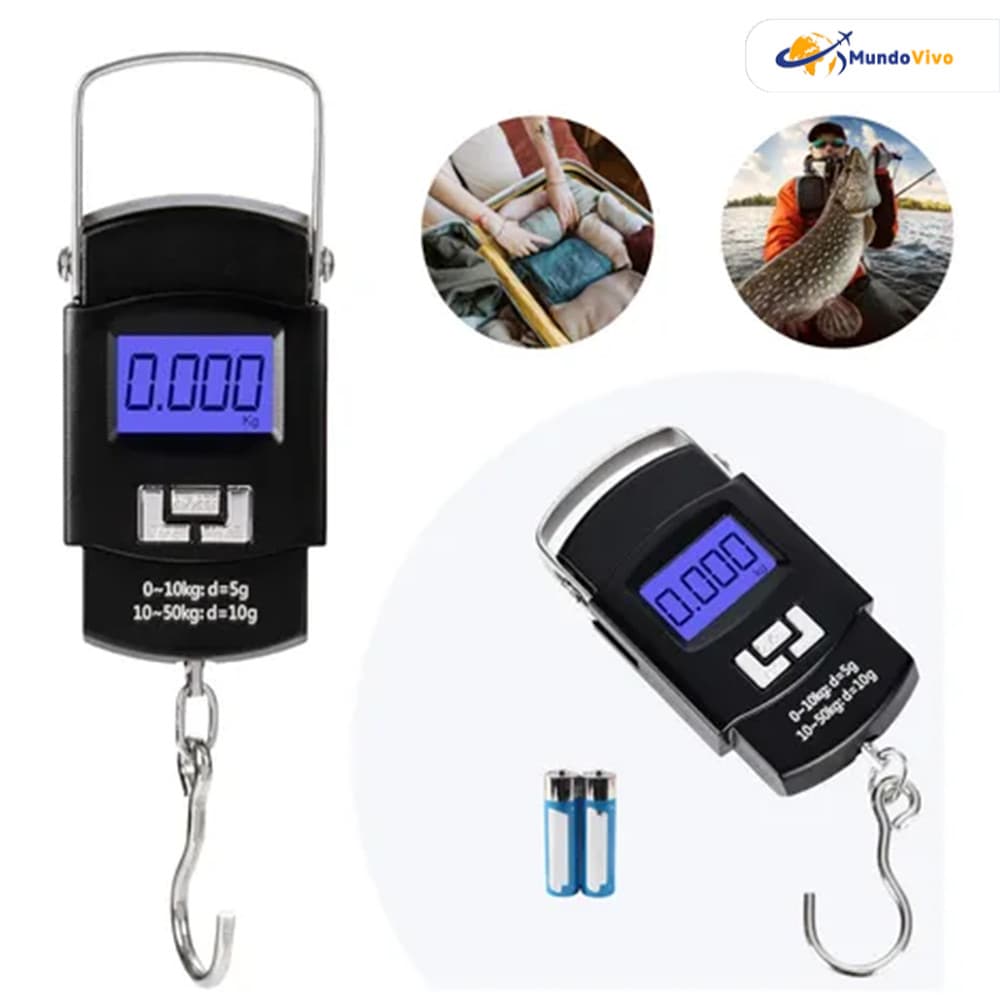 Balança Digital 50kg Com Tela LCD Bagagem Mala Viagem Pesca Camping Emergência