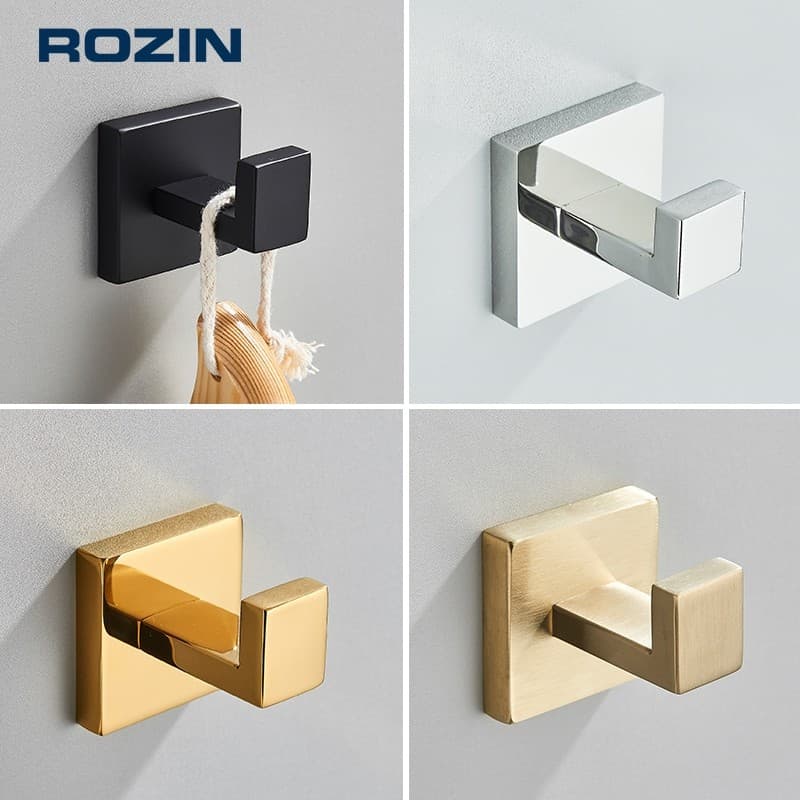Ganchos De Parede Inox Banheiro Para Toalhas, Instalação de Perfuração,Preto Fosco/Dourado