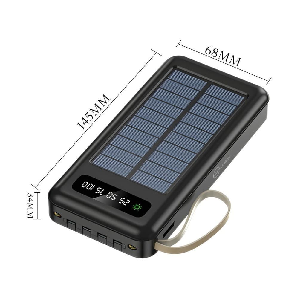 Carregador Portátil Power Bank Solar 20.000mah Com cabos 5 Em1 LED lanterna