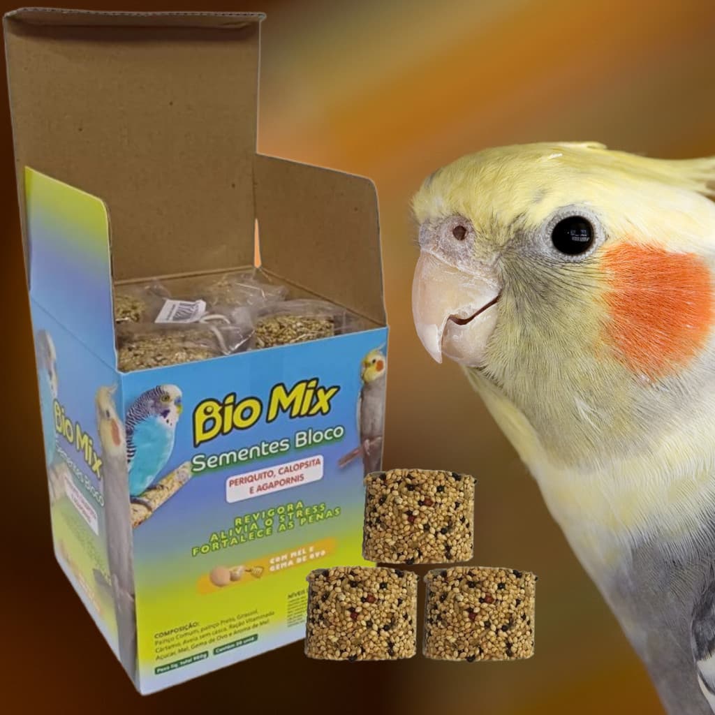 Caixa 20 Ração Bio Mix Periquito Calopsita Agapornis Biomix Animais Fortalecimento Penas Enriquecido
