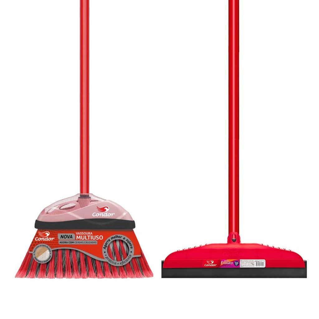 Kit Limpeza 1 Rodo 30cm 1 Vassoura Varre Fácil Com Cabo Qualidade Condor