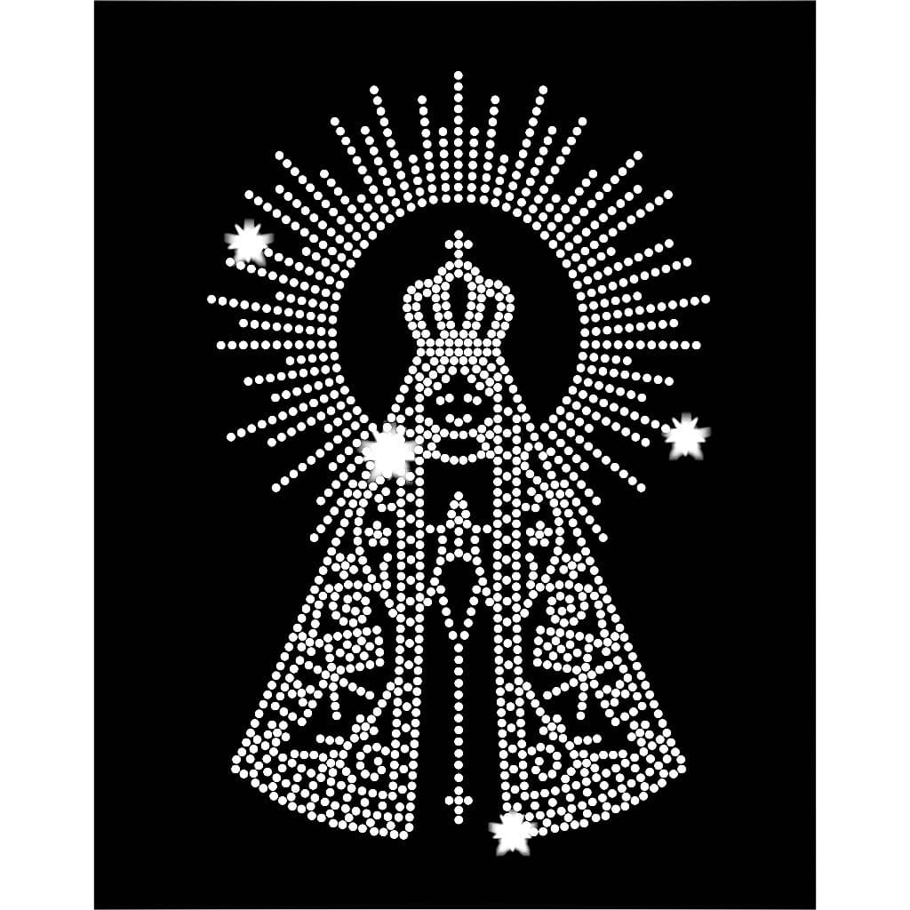 Aplique NOSSA SENHORA  em strass hotfix termocolante.