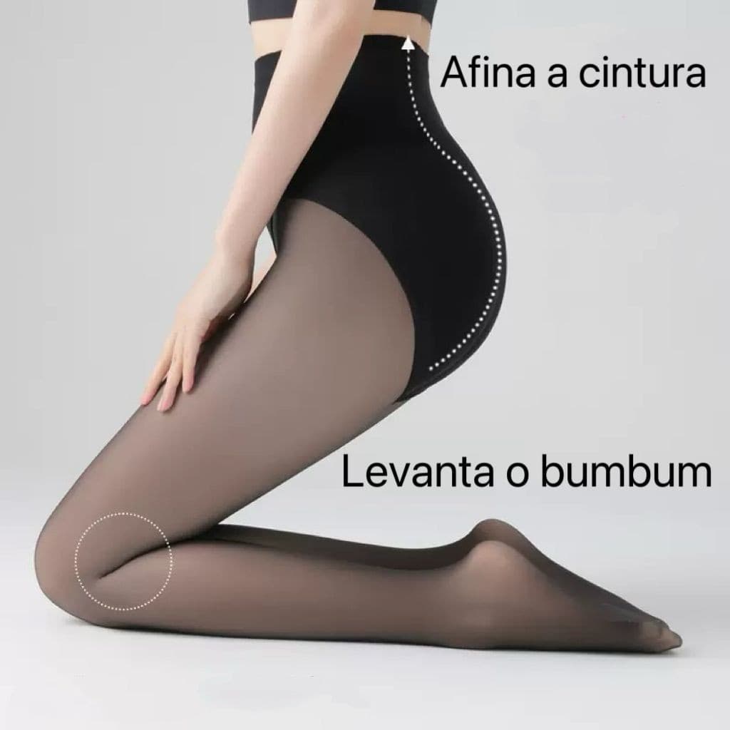 Meia Calça Térmica Cintura Alta  Afina Cintura e Levanta Bumbum com Pelúcia Interna Quentinha Efeito Pele Invisível