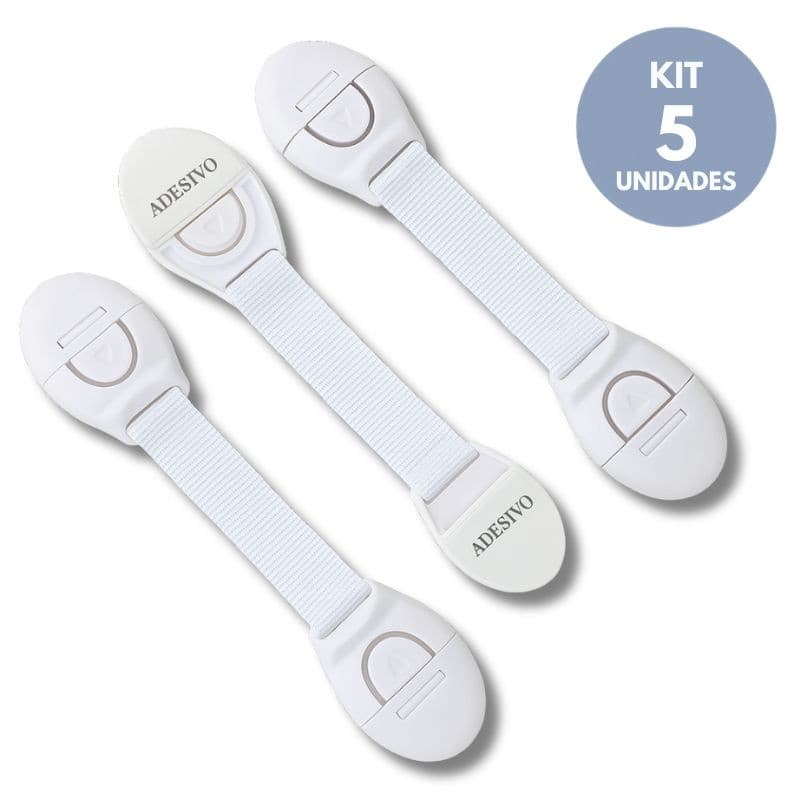 Kit Com 5 -Travas Flexivel Adesivas, Sem Furar Movel Multiuso Travas De Armario P/ Proteção Criancas Para Gavetas