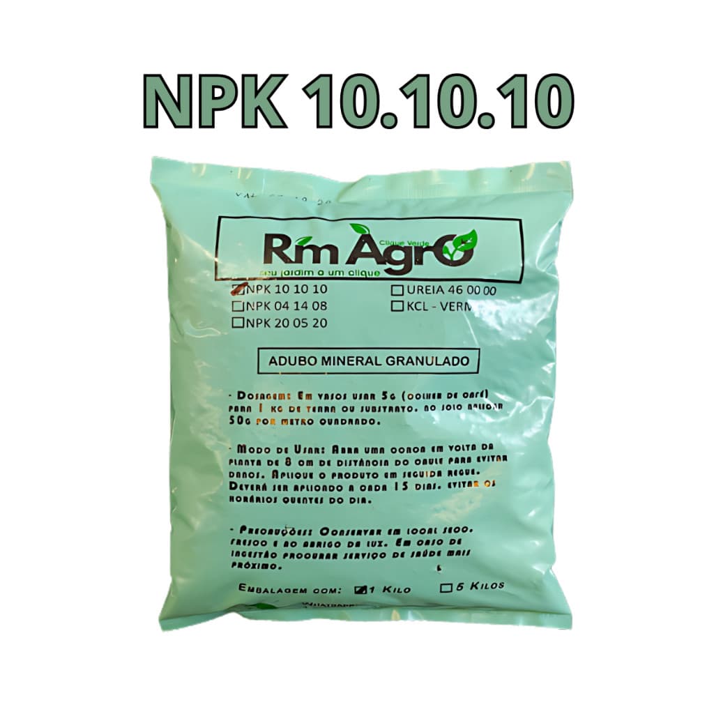 Adubo Fertilizante NPK 10-10-10 1kg Ideal para Plantas, Flores, Rosas do Deserto e Samambaias