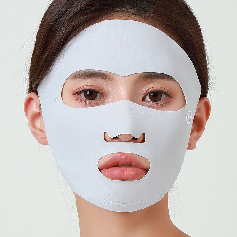 Máscara Protetora Solar Facial Completa Proteção UV-Corrida Esportiva Suave Seda Gelada Boca Exposta Nariz Respirável