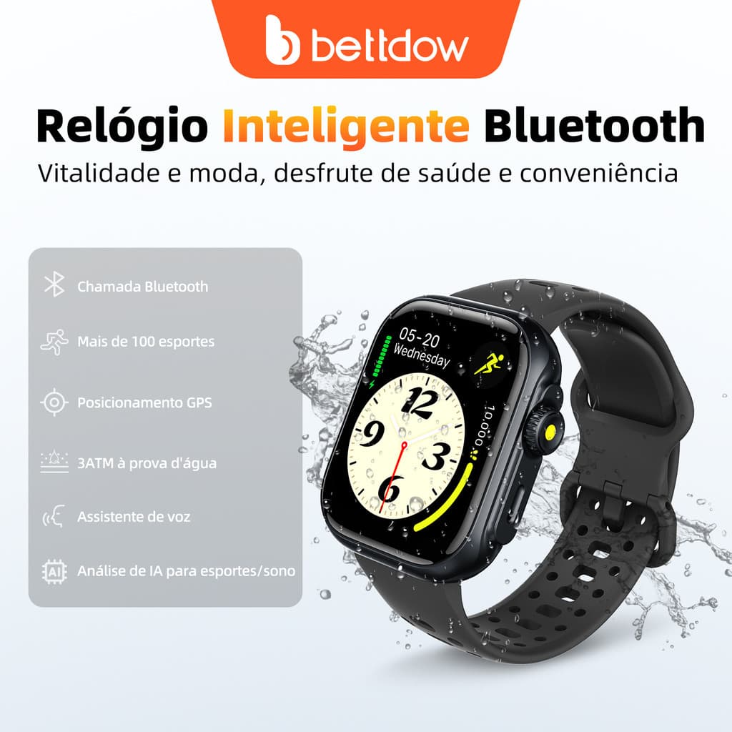 BETDOW GPS Smartwatch Com Alexa Integrada , Resistência À Água De 3 ATM E Rastreamento Esportivo (Adequado Para Natação)