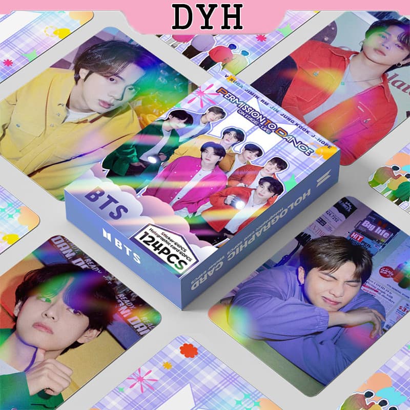 124 Unidades/Caixa BTS Photocards Cartão LOMO Holográfico V SUGA JIN Adesivo De