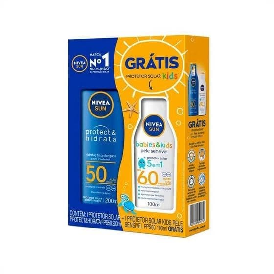 NIVEA - Kit Protetor Solar FPS 50 - 200ml +  GRATIS Protetor Solar Sensitive Kids FPS 60 -100ml
