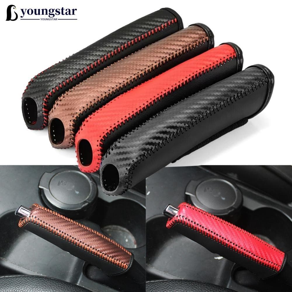 YOUNGSTAR Universal Car PU Couro Engrenagens Capa De Freio De Mão Alavanca De Mudança Coleiras Anti-Skid Estacionamento Automático B4Z5