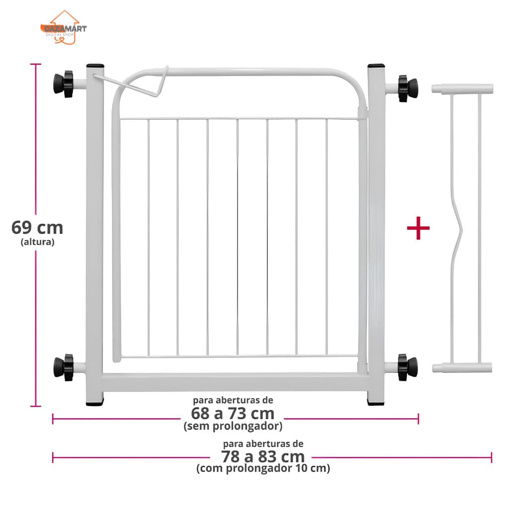 Grade Portão Portãozinho Proteção Pet Cães Cachorro Criança 69 A 84 cm Promoção Envio Imediato