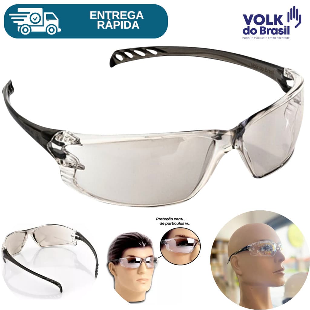 Oculos De Segurança Antirrisco Top Proteção Uva Uvb Epi Ca Vvision 500 Volk Para Trabalhar