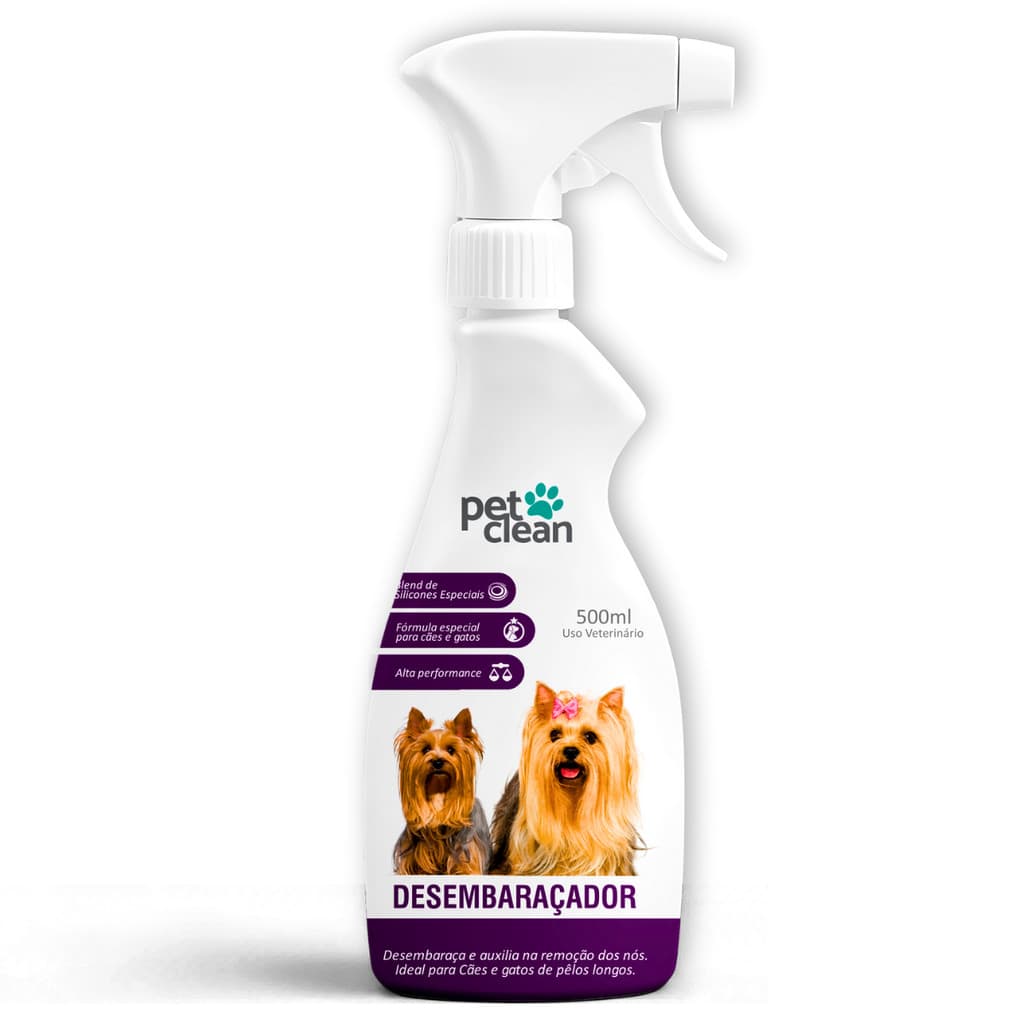 Desembaraçador de Pelos Embaraçados Spray para Cachorro e Gato Pet Clean 500 ml