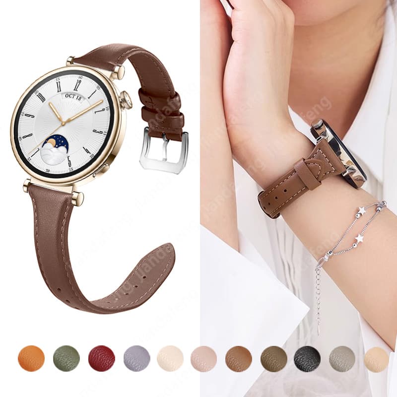 Pulseira De Substituição Feminina , 18mm 20mm 22mm , Couro Para Huawei Watch GT6 GT5 GT4 41mm 46mm GT3 Pro 46mm