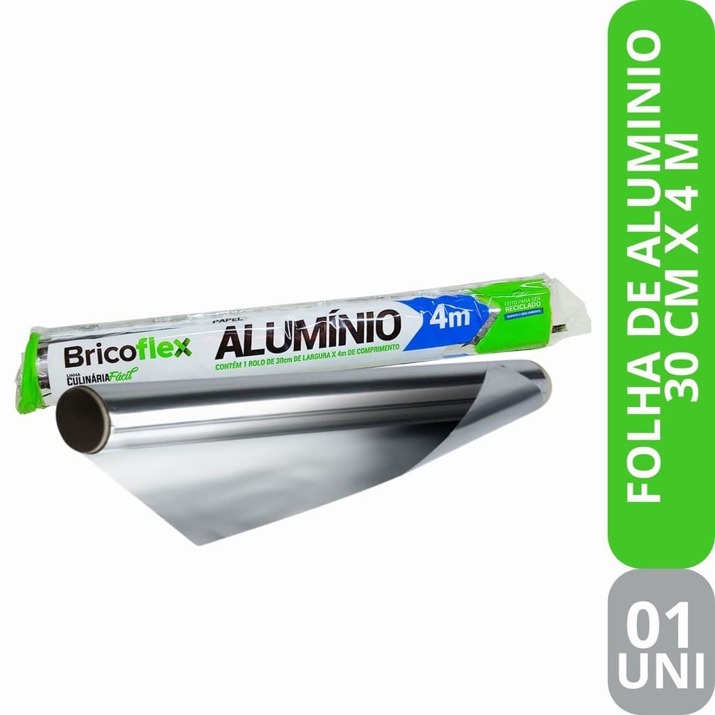 Papel Folha De Alumínio 30 Cm x 4 Metros Multiuso Cozinha Comida Unidade