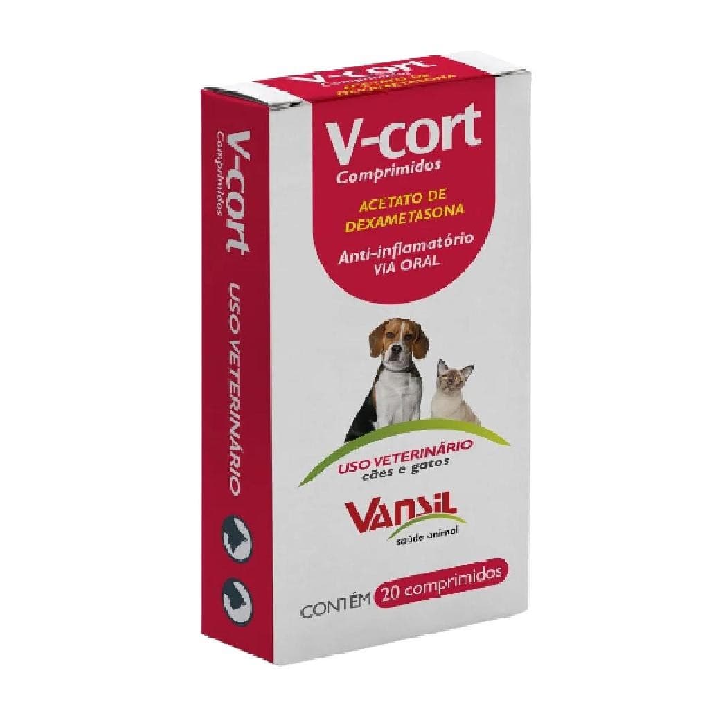 V-cort Antinflamatório Antialérgico P/ Cães Gatos 20 Comp.
