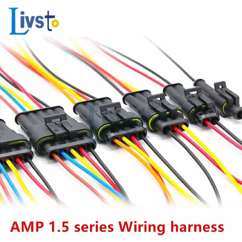 1 Peça AMP 1P 2 3 4 5 6 Conjuntos Elétricos À Prova D'água Conector Automático Macho Fêmea Com Chicote De Fios Para Carr