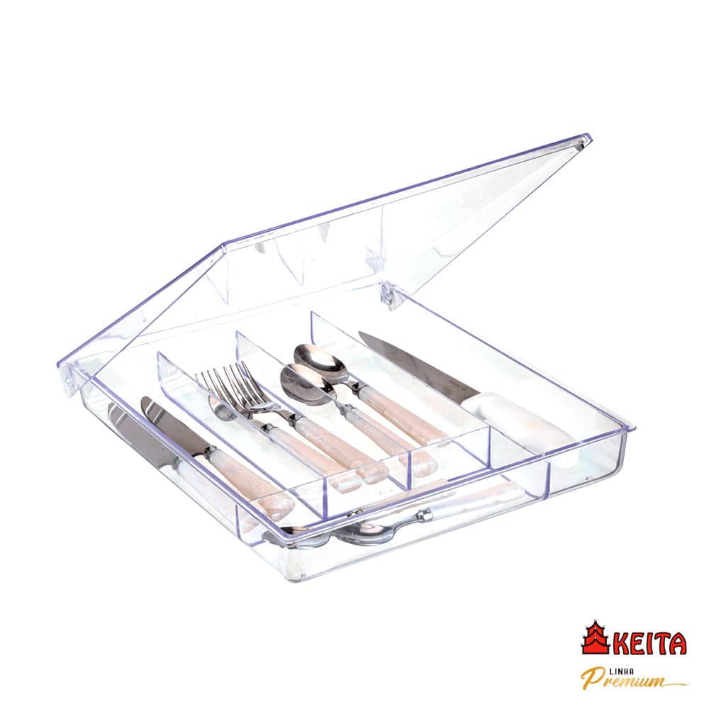 Porta Talher Com Tampa de Cristal Premium