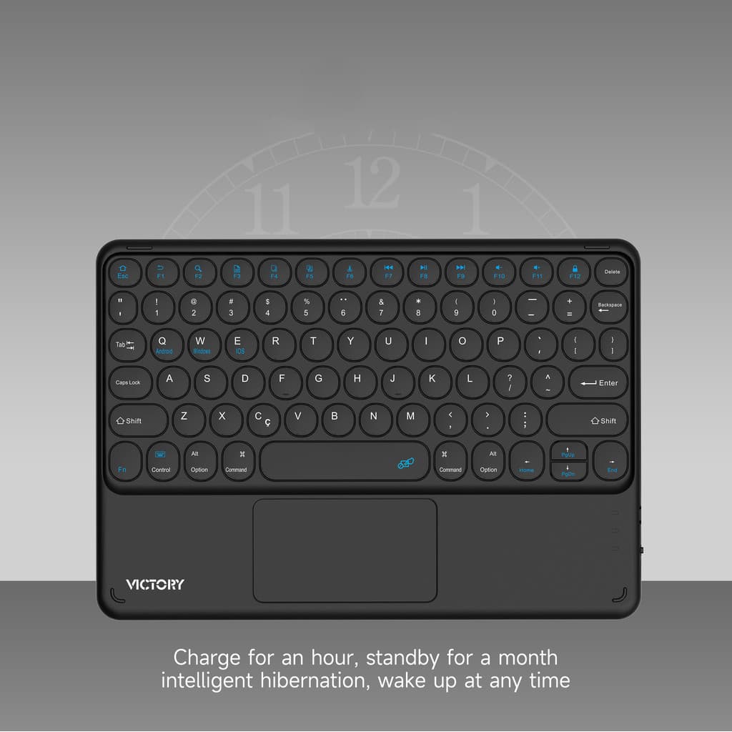 Teclado Bluetooth   Chave Redonda Sem Fio Com Touch Para Celular/Tablet/Laptop