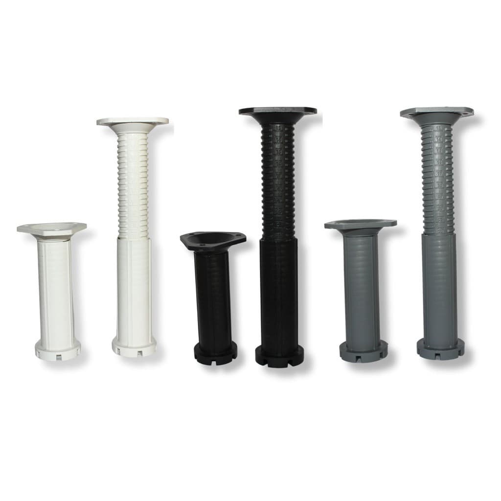 Kit c/ 4 Pés c/ Fixação Invertida para Móveis Armário Cozinha com regulagem de 12,2 a 22cm e Parafusos