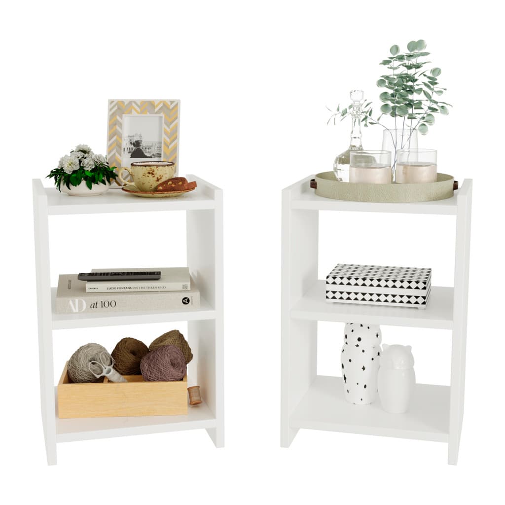 Kit 2 Mesas de Cabeceira Retro para Quarto Casal ou Solteiro Nicho Decoração América