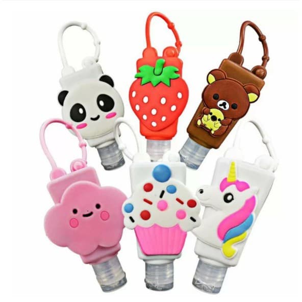 Porta álcool gel,frasco, chaveiro de silicone, garrafinha portátil  manda aleatorio Plastico com tampa flipe e 35ml