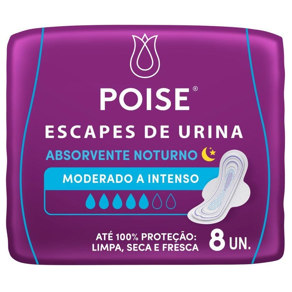 Absorvente Poise Noturno Moderado Intenso Com 8Un