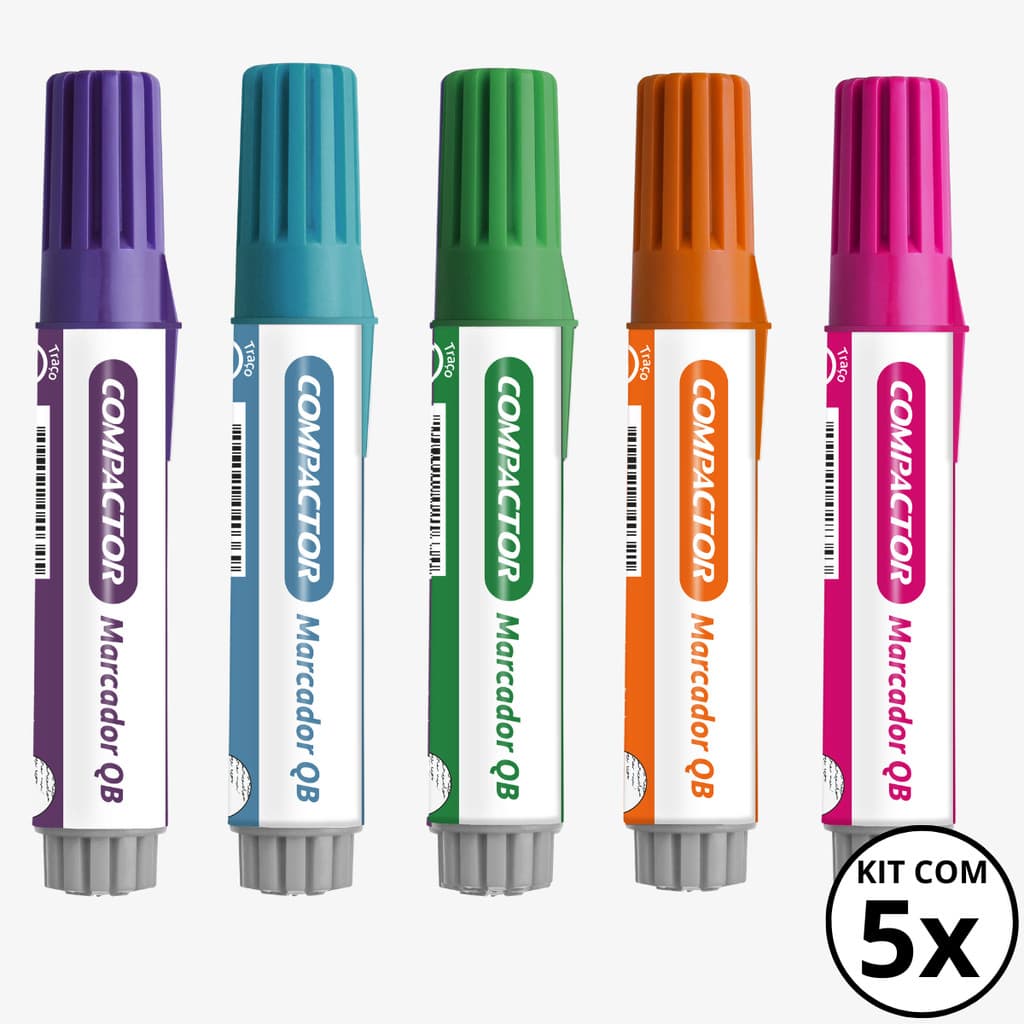 Kit com 05 Marcadores Para Quadro Branco - COMPACTOR KITS:KIT 03