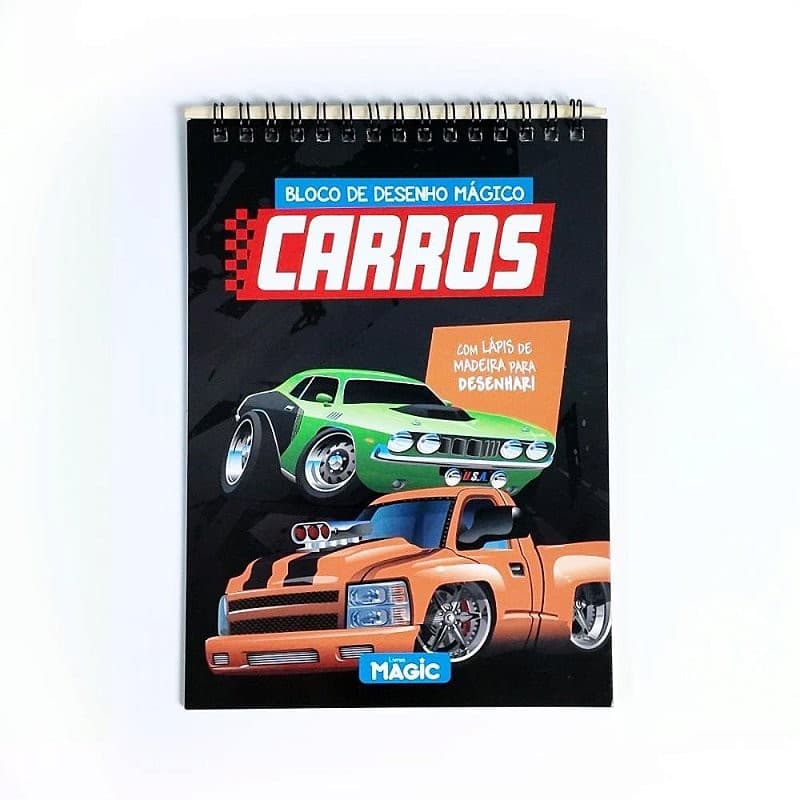 Livro de Colorir Bloco Mágico Carros 8 Páginas 14X20CM