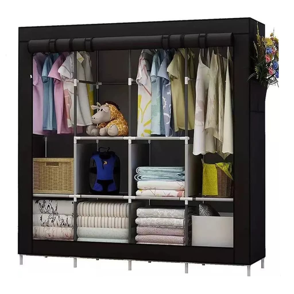 Arara Guarda Roupa Dobrável Armário Organizador Multiuso Roupeiro Cabideiro Sapateira b