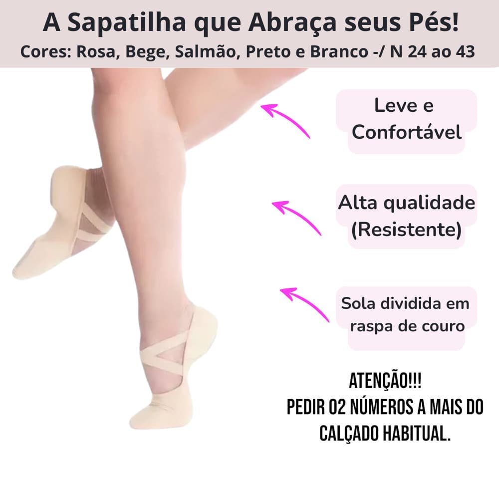 Sapatilha de Ballet Meia Ponta para Dança do 24 ao 43, Sapatilha ballet meia ponta, Últimas Unidades, Aproveitem!