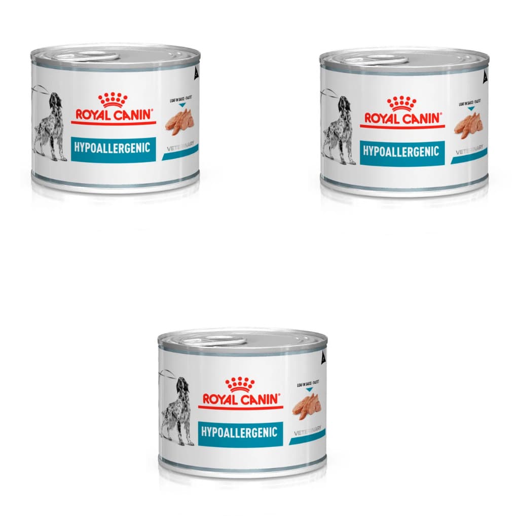 Kit 3/Ração Úmida Royal Canin Lata  Hypoallergenic 200g