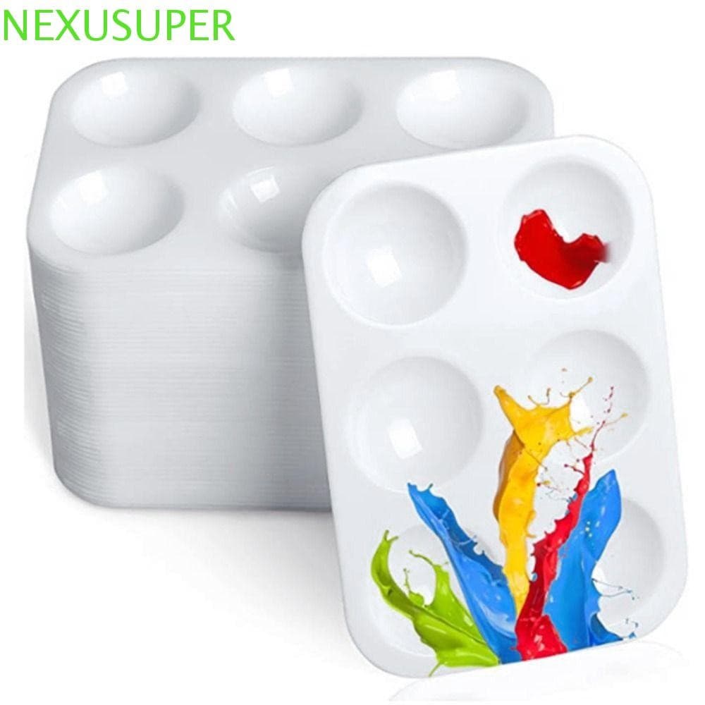 Bandeja De Pintura NEXUSUPER 10PCS , Paleta De Aquarela Retangular De 6 Poços Redondos De Arte Plástica