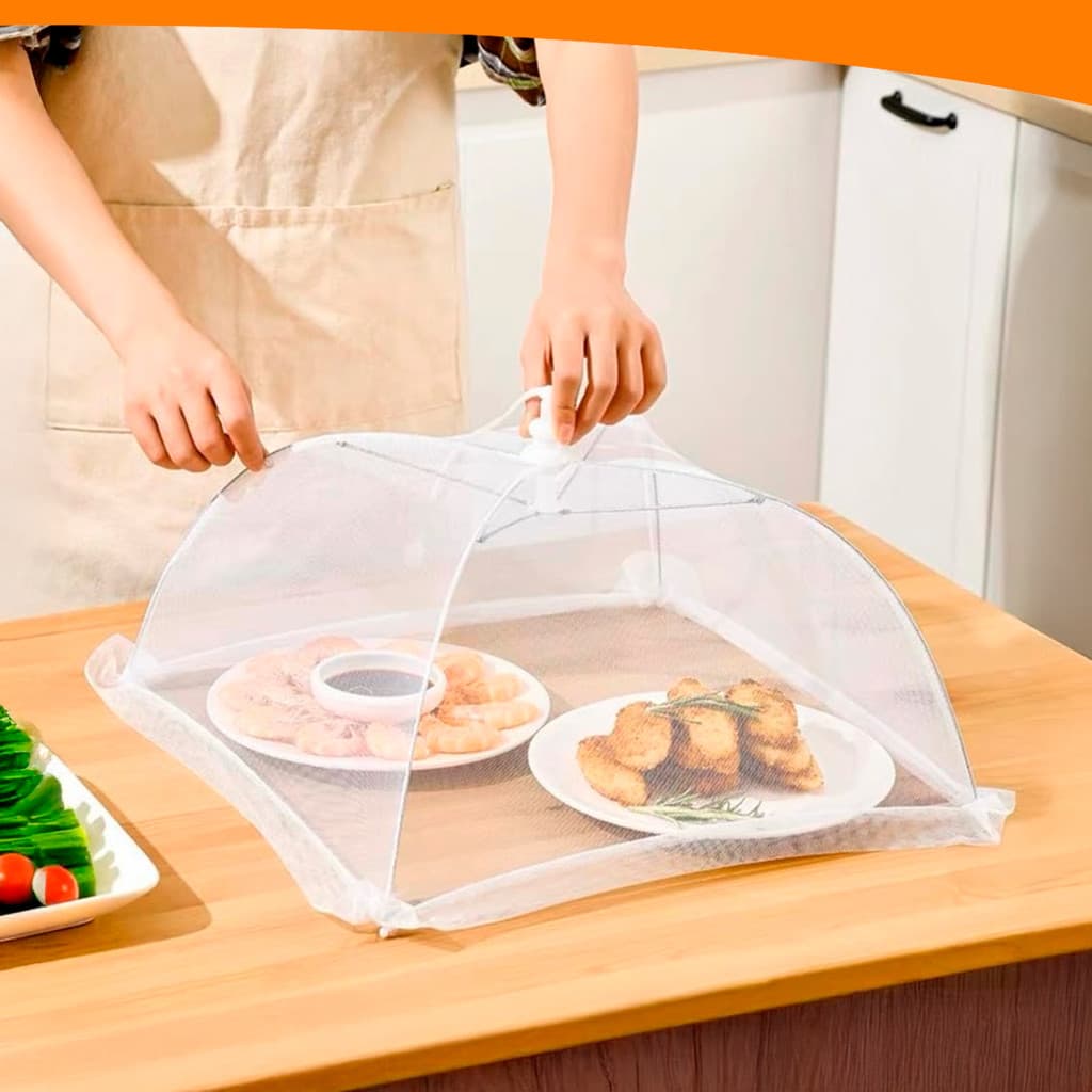 Tela Protetora De Alimentos Branca Dobrável Retrátil Pães Frutas Bolos 36CM