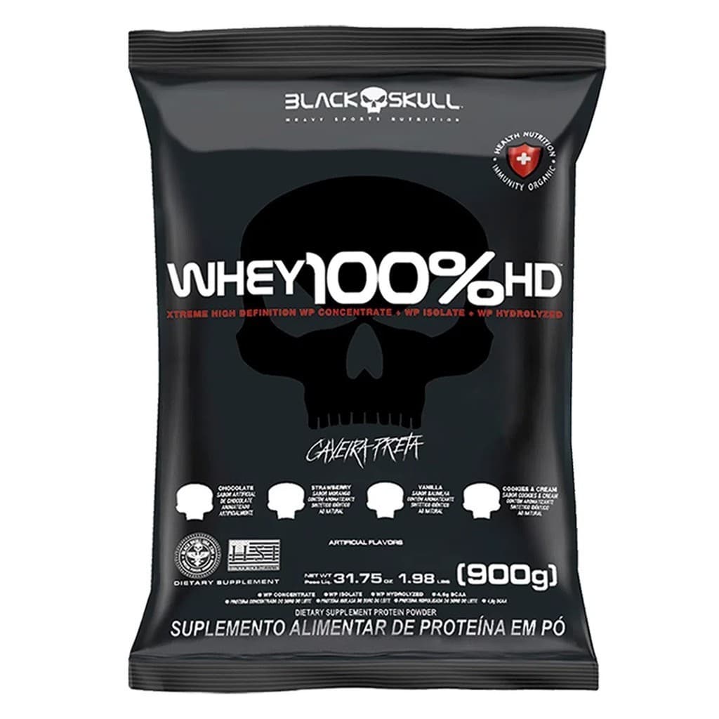 Refil Whey 100% HD Chocolate 900g - Black Skull