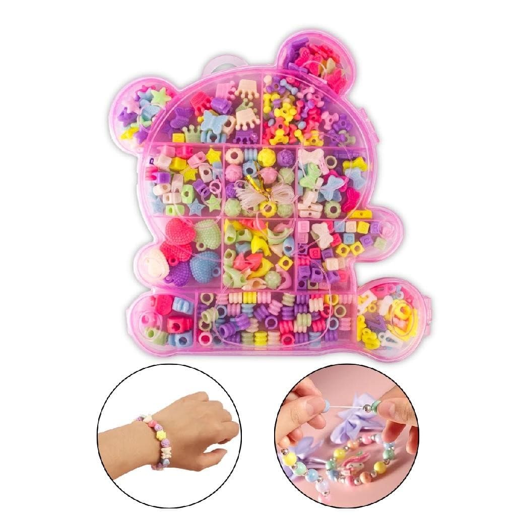 Maleta Ursinho Fábrica Biju Infantil Miçanga Colorida Colar Dia das Crianças Presente Meninas Brincadeira