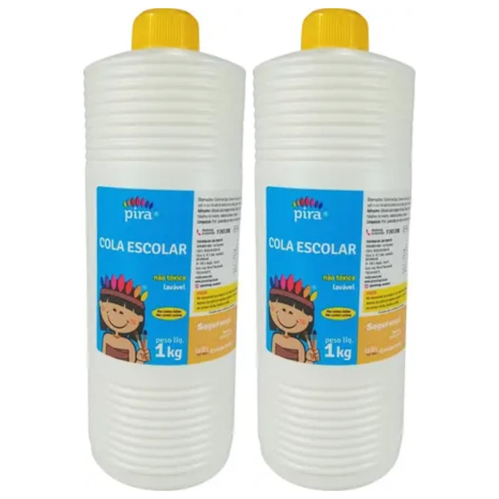2 Colas Liquida Branca 1kg Escolar Lavável