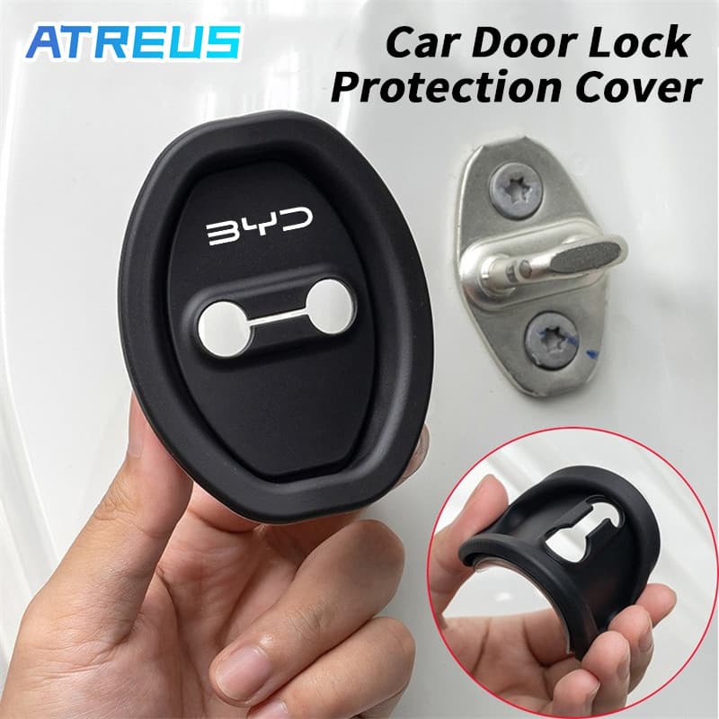 4 Unidades BYD Capa De Proteção Para Fechadura De Porta De Carro De Silicone Amortecedor De Borracha Anticolisão Silenci
