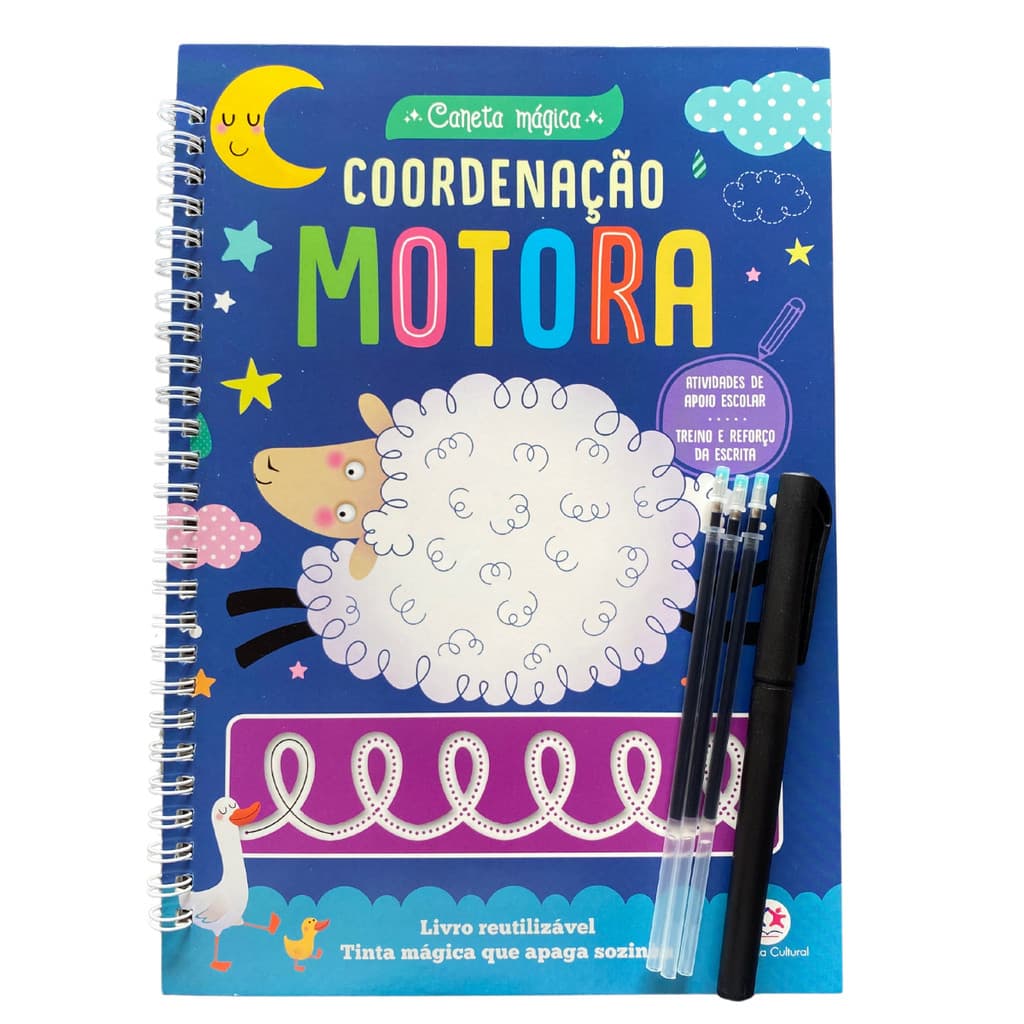 Livro de Atividades Coordenação motora Caligrafia Sílabas Palavras Caneta mágica