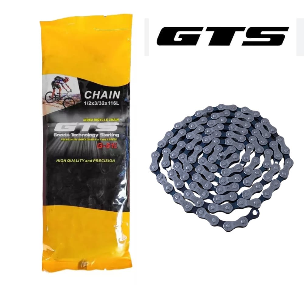 Corrente Fina Gts Index Prata 7/8 Velocidades 116 Elos 21/24 Marchas