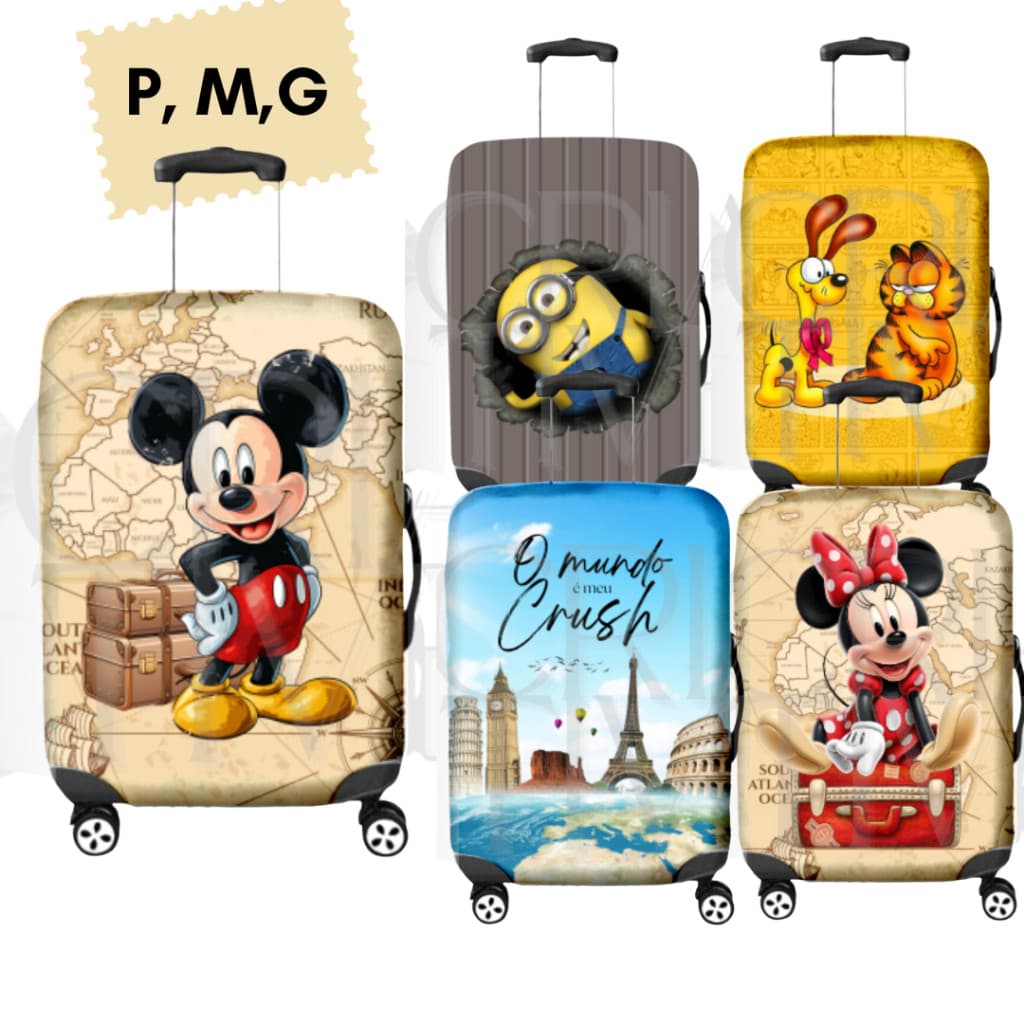 Capa de Mala para Viagem Protetora Estampas Personagens
