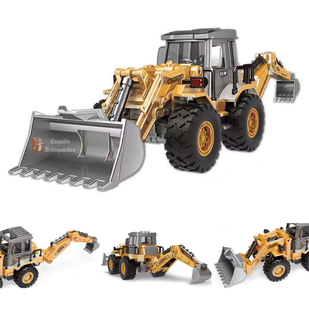 Miniatura Trator Retroescavadeira Metal Miniatura Die Cast 1:50  até 1:70
