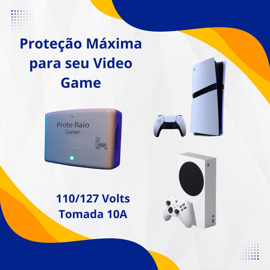 Protetor contra Surtos, Raios e Descargas para Video Game Gamer 10A 127v PW