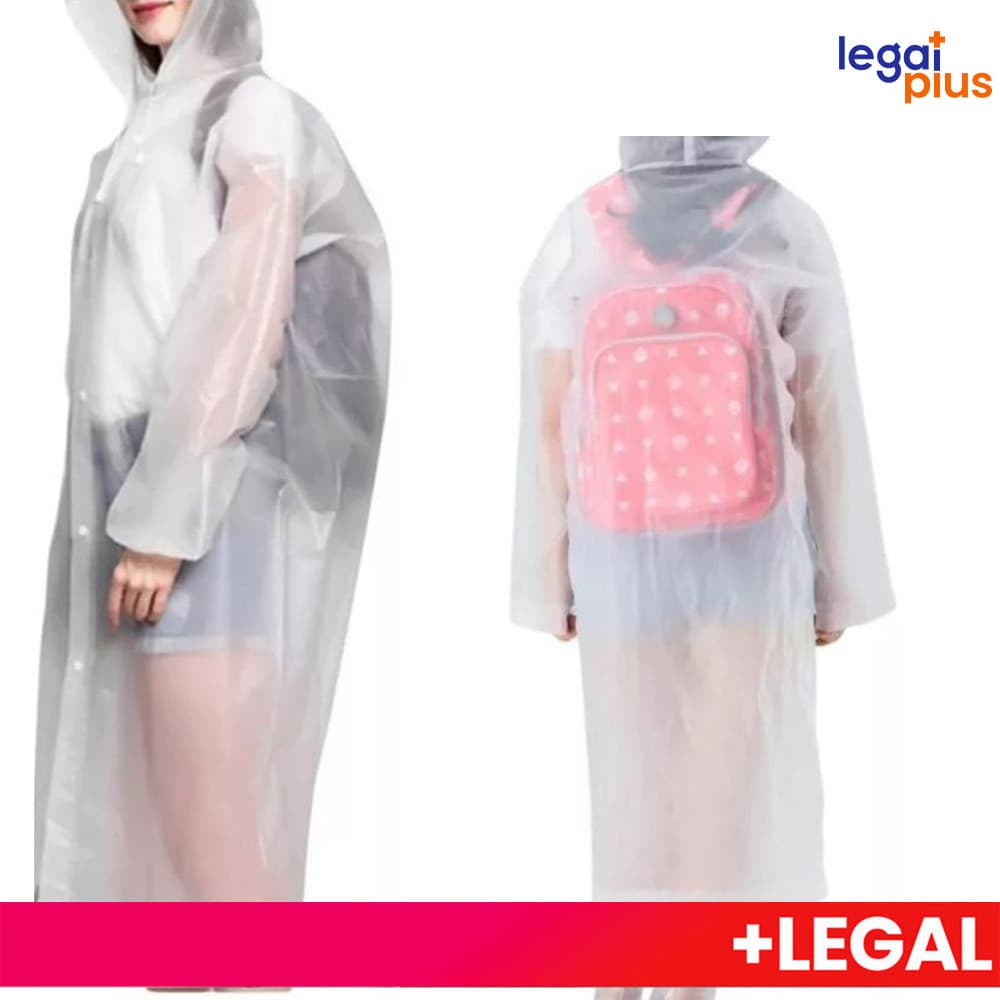 Kit Completo Capa de Chuva Grossa Longa com Capuz Transparente Reforçada, Impermeável e Reutilizável - Premium