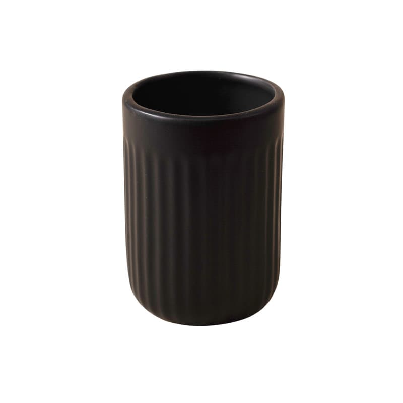 Porta Objetos e Escovas em Cerâmica Canelado com Bambu Preto - Oikos