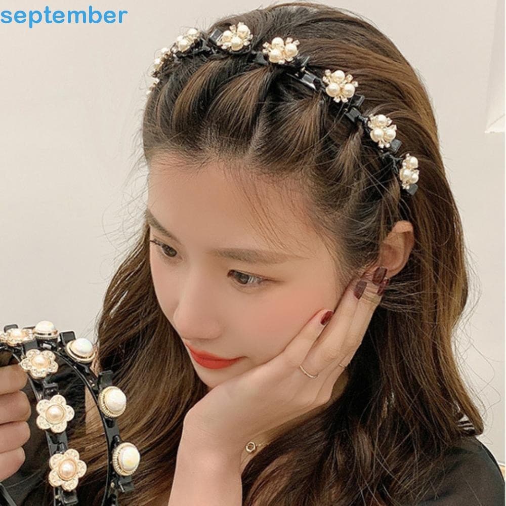 Setembrob Argolas De Cabelo Para Meninas Preguiçosas , Ferramentas Trançadas De Zircônia Pérola , Faixa , Flor