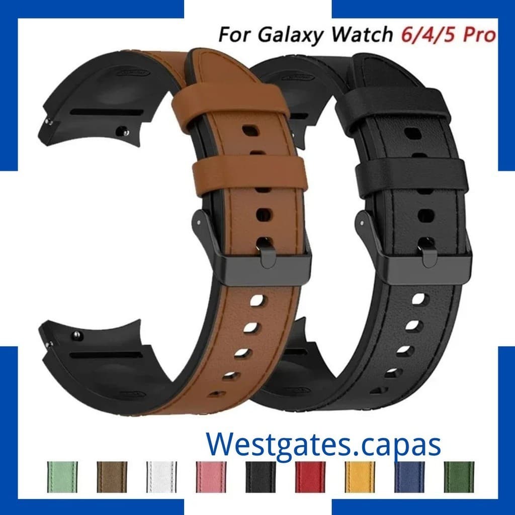 Pulseira de silicone e couro Comativel Relogo Samsung Galaxy Watch 7 FE 4 5 6 CLASSIC 40 44 45 43 47 mm