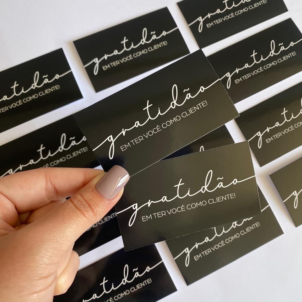 Cartão Agradecimento Gratidao ter você como cliente tamanho 5x9cm Preto